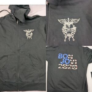 Bon Jovi 2020 Tour Black Hoodie Double Sided NWOT Size XL